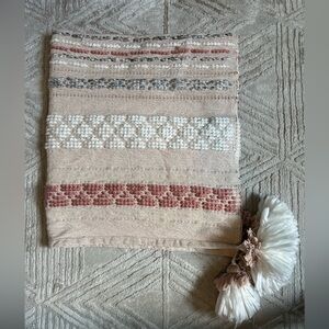 Decorative knitted throw blanket